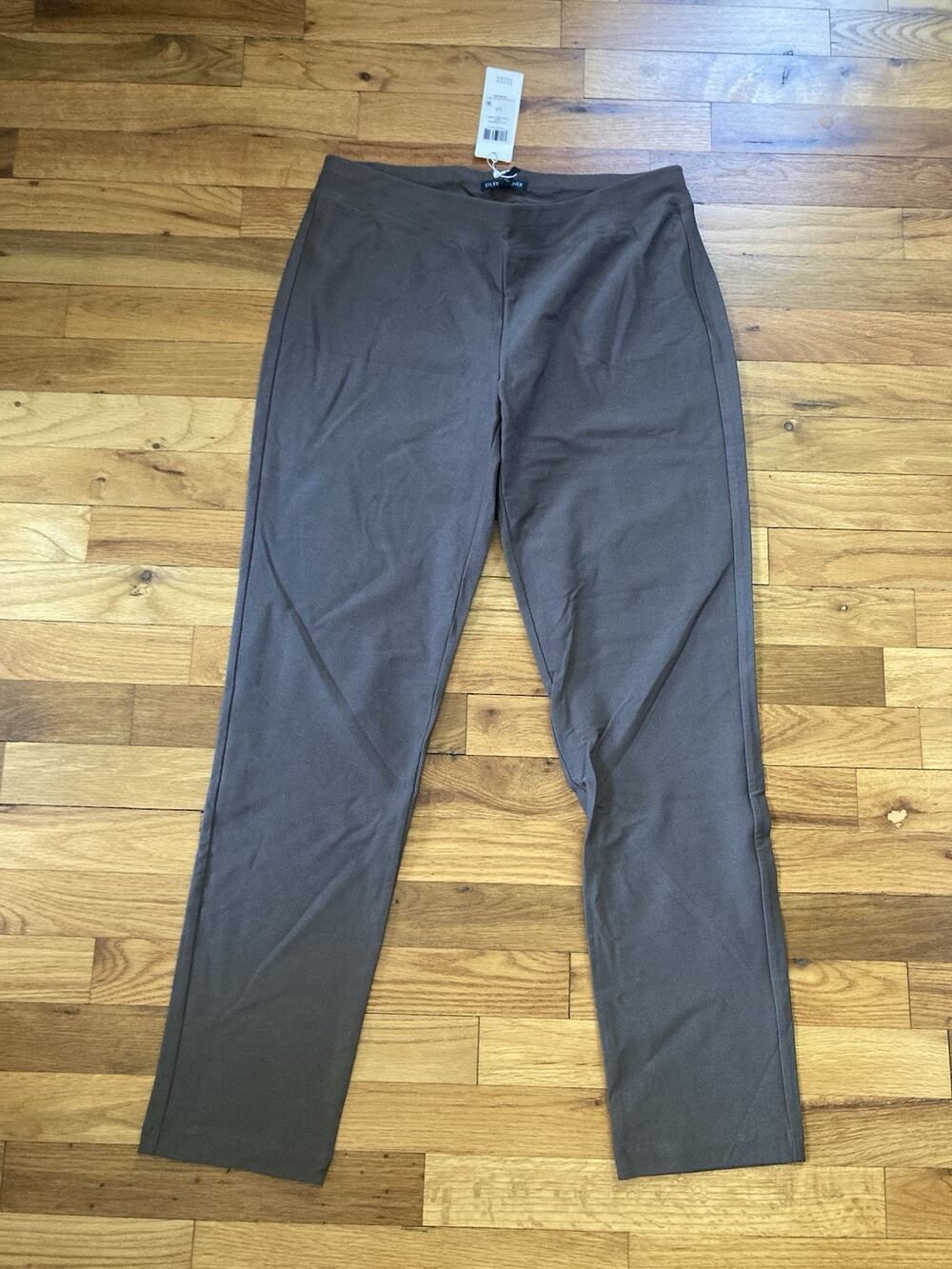 Eileen Fisher Slim Ankle w/ Yoke Cobblestone Washable Stretch Crepe Pants Small